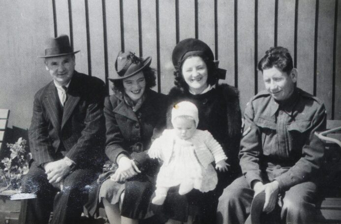 1942 Grandad Charles Selwood, Aunty Gladys McDonald, Grahame, Mum Lilian Walton, Dad James Walton